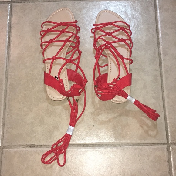 🧡Orange string up sandals🧡 - Picture 6 of 7